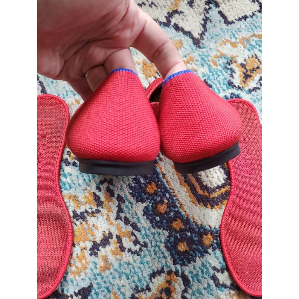 Rothy's Bright Red Round Toe Knit Slip-On Ballet Flats Size W8 - Picture 7 of 7
